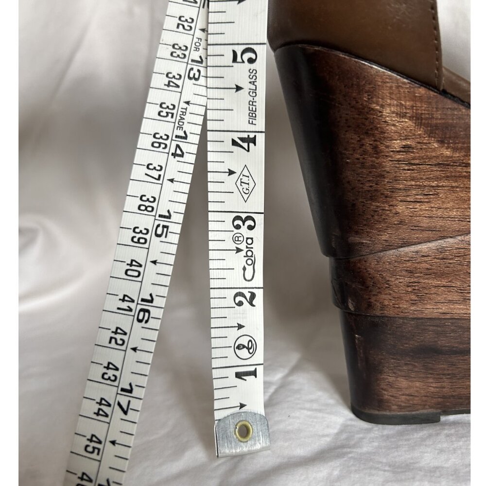 DVF Opal Cognac Leather Platform Wedge Sandals 9.5 NWOT — Pristine w/ Box - Picture 9 of 10